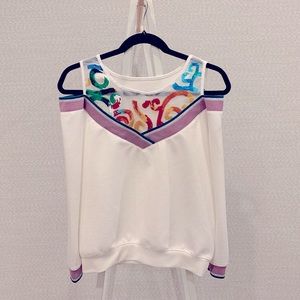 Hand embroidered open shoulder top
